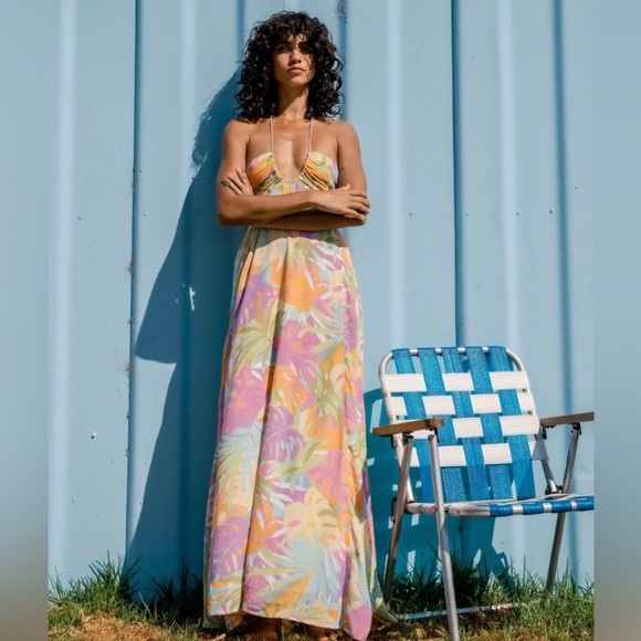 Billabong So Groovy Floral Tropical Pastel Maxi Dress - Picture 7 of 14